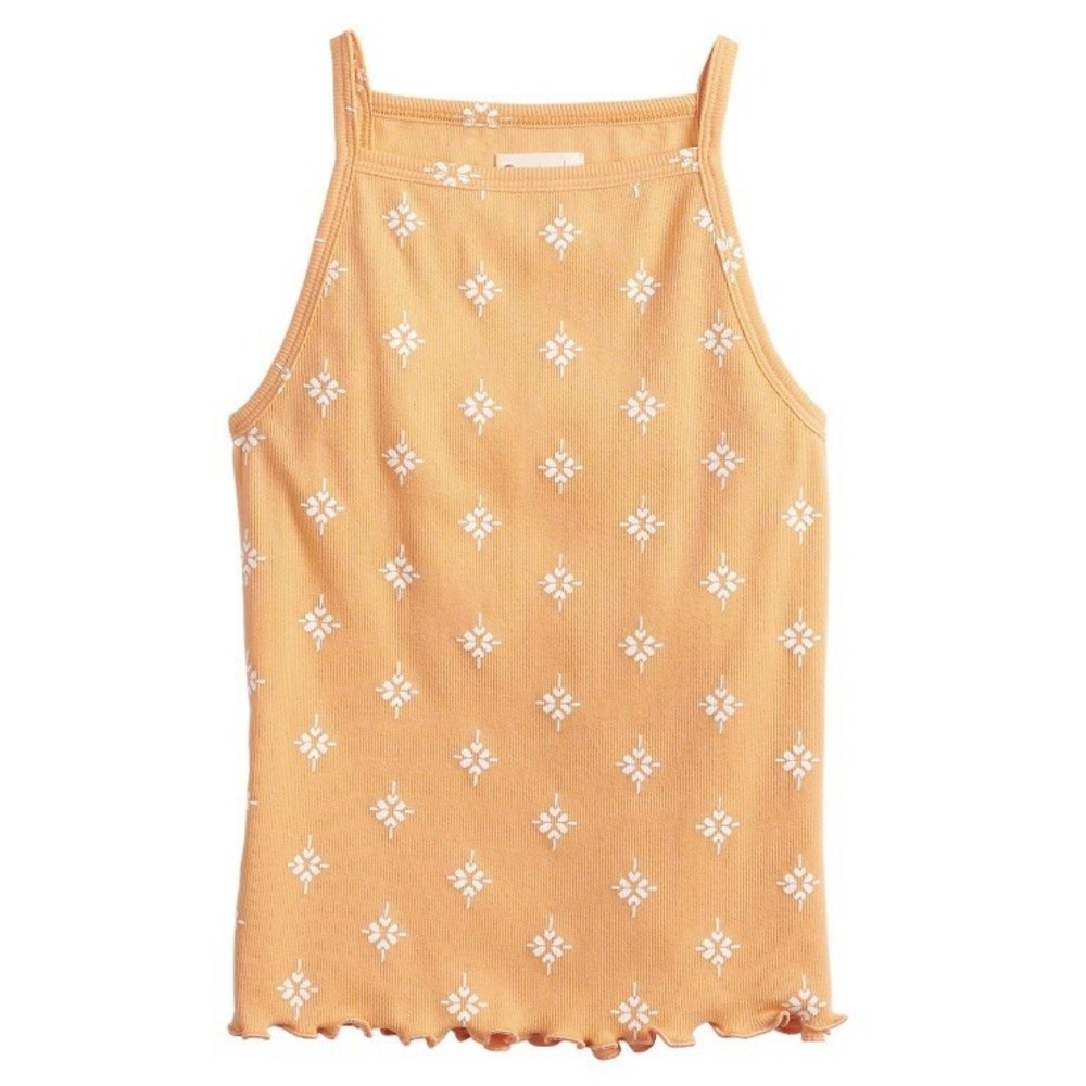 So Girls Square Neck Ribbed Tank Top 18 Plus Orange Print New with Tags Ruffle